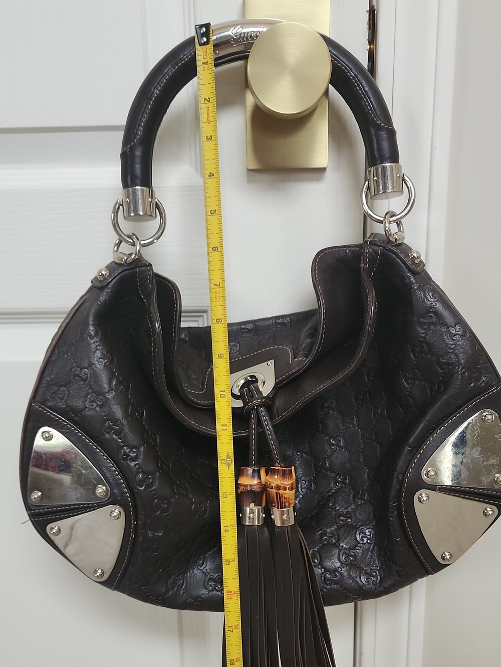 Gucci Babouska Indy Hobo Bag Dark Brown Guccissima Leather AUTHENTIC - Picture 14 of 16